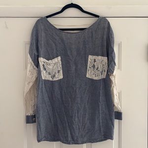 Modcloth Oversized Lace Pocket Top